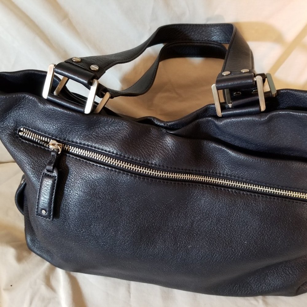 Kenneth Cole dark navy pebble leather shoulder bag